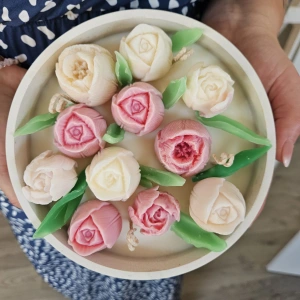 Barevný tulipánový MIX - sójová svíčka L - obrázek 2