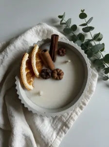 Pomeranč a skořice - kulatá sójová svíčka M