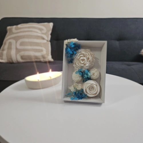 Tyrkysový MIX květin - obraz S