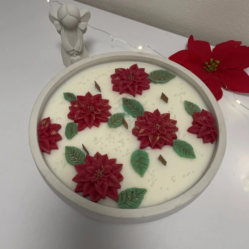 Vánoční hvězda - kulatá sójová svíčka XL