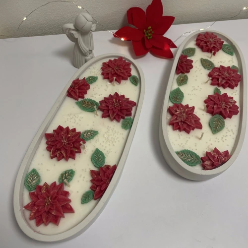 Vánoční hvězda - oválná sójová svíčka XL